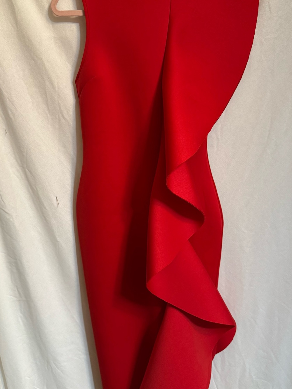 Red Ruffle Bodycon Dress - Women